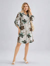 Women’s Floral Print Shirt Dress | Button Down Collared Long Sleeve Casual Knee-Length Dress