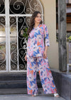 Bollyclues Women's Floral Printed Co-Ord Set | Soft Cotton Kurti Style Top & Comfortable Pajama | Elegant Ladies Nightwear | Breathable Sleepwear & Stylish Loungewear Set for Home Wear