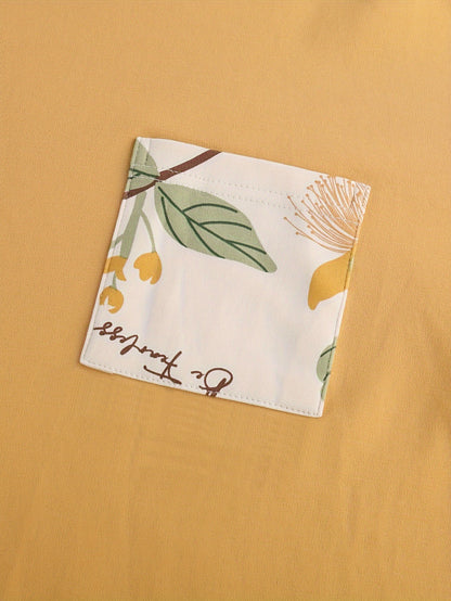 Bollyclues Women’s Yellow Floral Printed Nightwear Pajama Set | Soft Cotton T-Shirt with Printed Lounge Pants